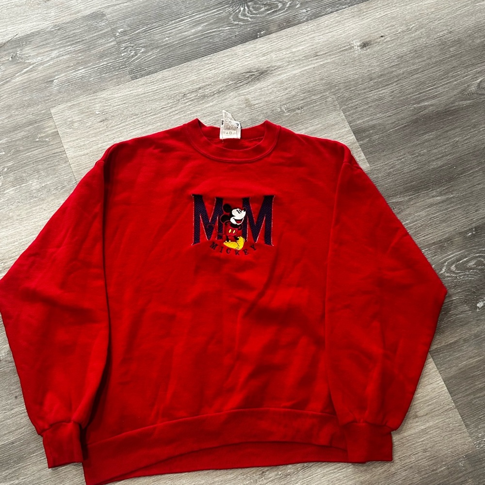 Disney Red Crewneck Sweater with Mickey Design